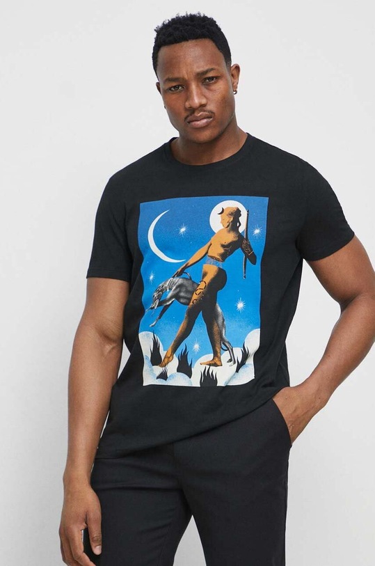 T-shirt bawełniany męski by Angelika Bilińska, Grafika Polska, kolor czarny RS23.TSM651 czarny RS23
