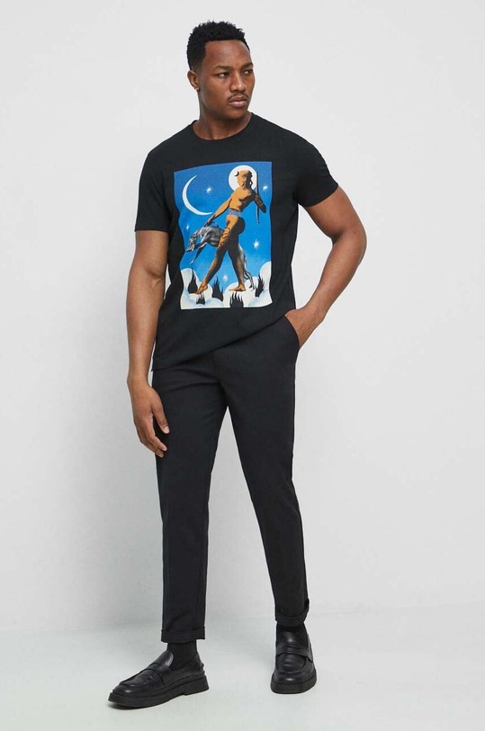 Odzież T-shirt bawełniany męski by Angelika Bilińska, Grafika Polska, kolor czarny RS23.TSM651 czarny