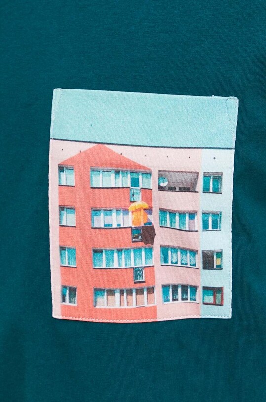 T-shirt bawełniany męski z domieszką elastanu by Andrzej Kukla, Grafika Polska, kolor zielony RS23.TSM657