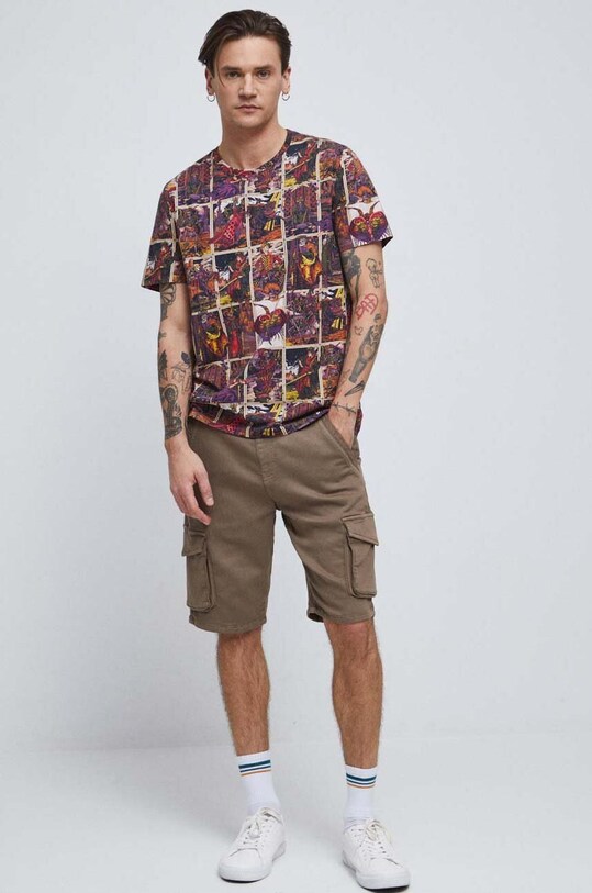 T-shirt bawełniany męski wzorzysty kolor multicolor RS23.TSM701 multicolor RS23