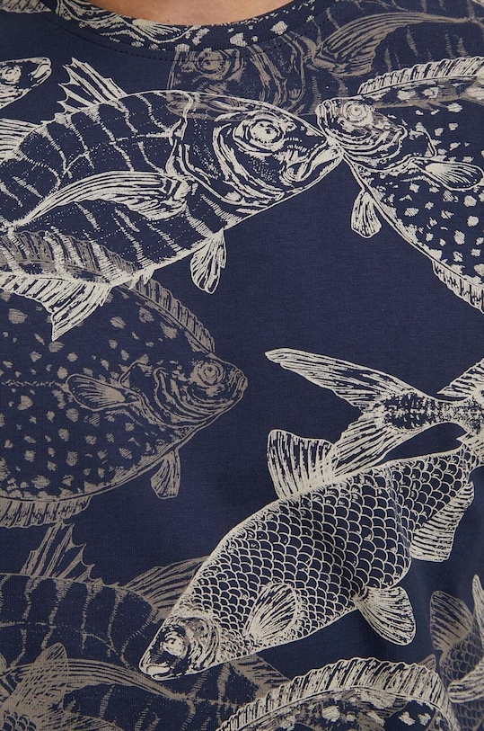 T-shirt bawełniany męski wzorzysty kolor granatowy RS23.TSM800