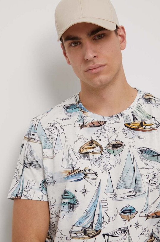 T-shirt bawełniany męski wzorzysty kolor multicolor bawełna multicolor RS23.TSM801