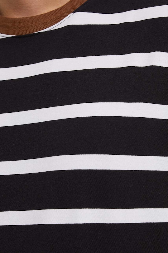 T-shirt bawełniany męski wzorzysty z domieszką elastanu kolor czarny RS23.TSM812