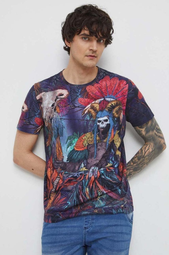 T-shirt bawełniany męski wzorzysty kolor multicolor bawełna multicolor RS23.TSM920