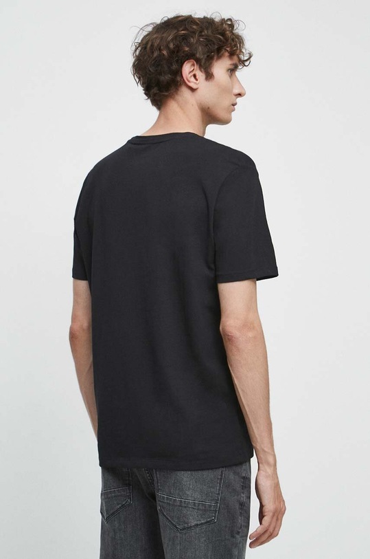 Odzież T-shirt bawełniany męski z nadrukiem z domieszką elastanu kolor czarny RS23.TSMA21 czarny