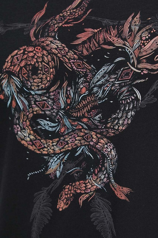 T-shirt bawełniany męski z nadrukiem z domieszką elastanu kolor czarny RS23.TSMA21 czarny