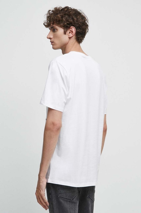 Odzież T-shirt bawełniany męski z nadrukiem z domieszką elastanu kolor biały RS23.TSMA23 biały