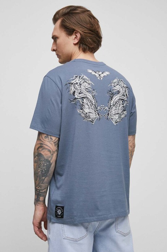 Odzież T-shirt bawełniany męski Tattoo Art by Natalia Osipa - Czornaja Ink, kolor niebieski RS23.TSMA51 niebieski