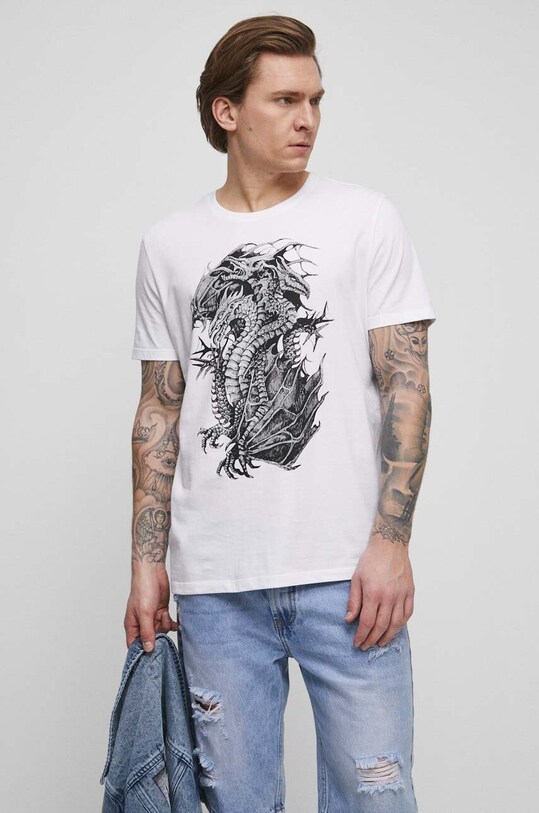 T-shirt bawełniany męski Tattoo Art by Natalia Osipa - Czornaja Ink, kolor biały RS23.TSMA54 biały RS23