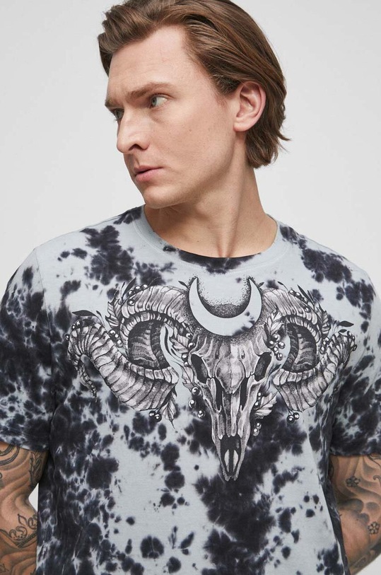 T-shirt bawełniany męski Tattoo Art by Natalia Osipa - Czornaja Ink, kolor niebieski niebieski RS23.TSMA55