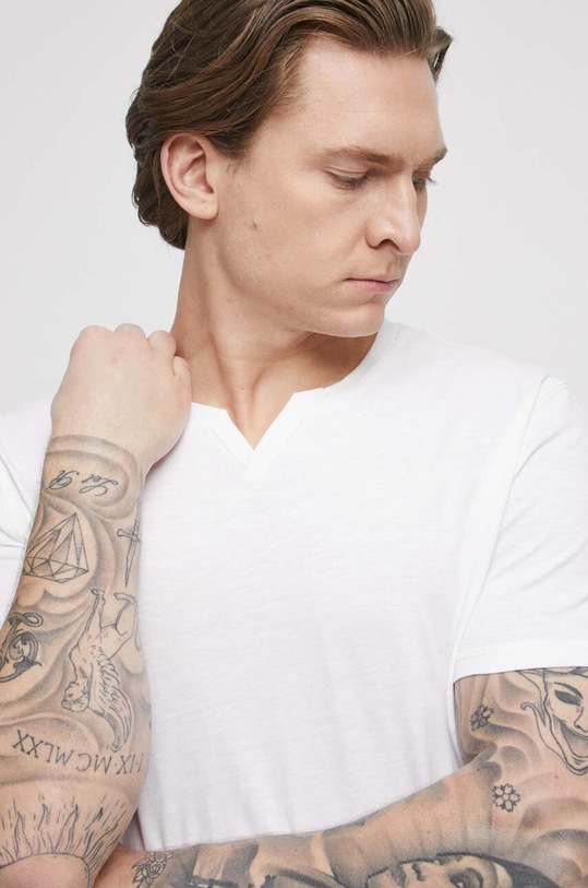 T-shirt bawełniany męski gładki kolor biały bawełna biały RS23.TSMB03