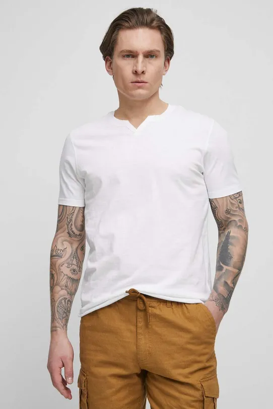 T-shirt bawełniany męski gładki kolor biały biały RS23.TSMB03