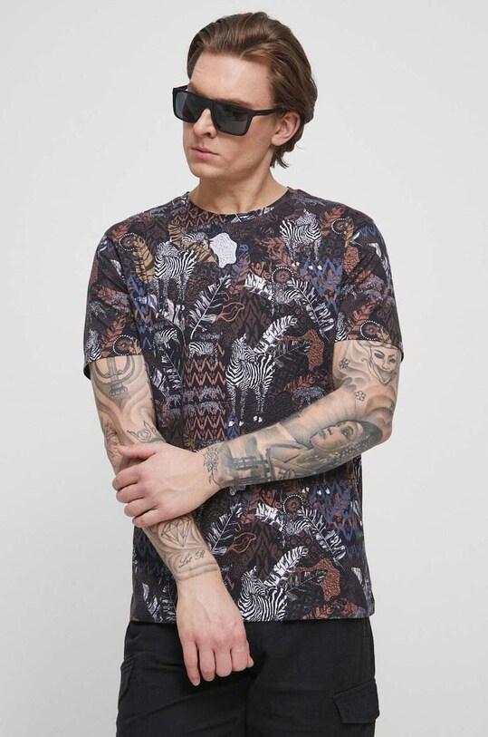 T-shirt bawełniany męski wzorzysty kolor multicolor bawełna multicolor RS23.TSMB12