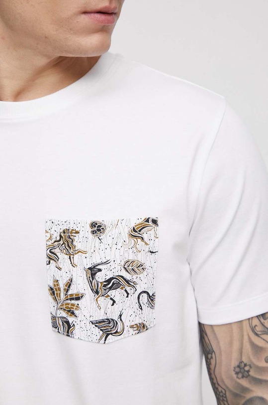 T-shirt bawełniany męski z domieszką elastanu kolor biały RS23.TSMB16 biały