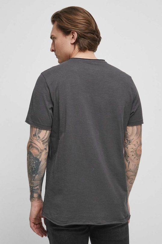 Odzież T-shirt bawełniany męski z nadrukiem kolor szary RS23.TSMB17 szary