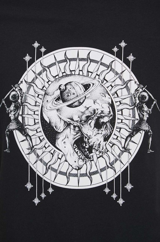 T-shirt bawełniany męski z nadrukiem z domieszką elastanu kolor czarny RS23.TSMB22 czarny