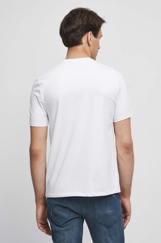 Odzież T-shirt bawełniany męski z nadrukiem z domieszką elastanu kolor biały RS23.TSMB24 biały
