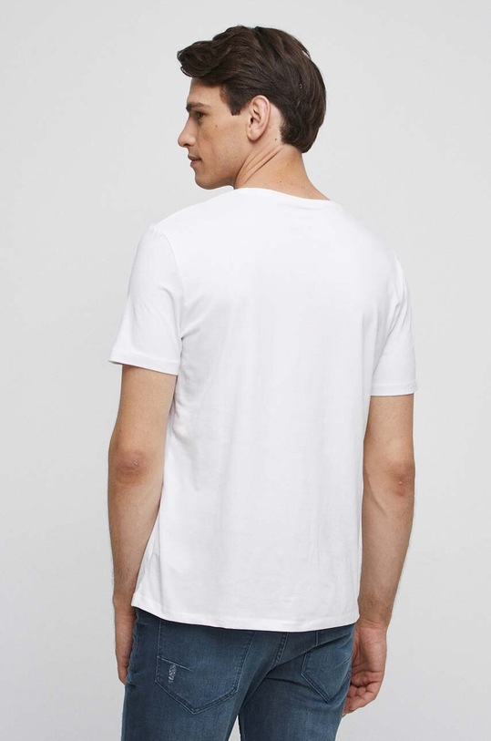 Odzież T-shirt bawełniany męski z nadrukiem z domieszką elastanu kolor biały RS23.TSMB28 biały