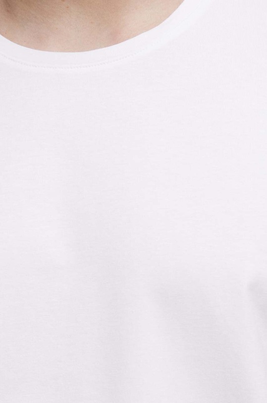 T-shirt bawełniany męski gładki z domieszką elastanu kolor biały RS23.TSMC03 biały