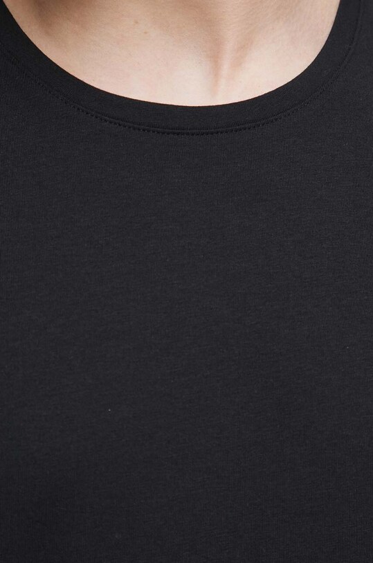 T-shirt bawełniany męski gładki z domieszką elastanu kolor czarny RS23.TSMC03 czarny