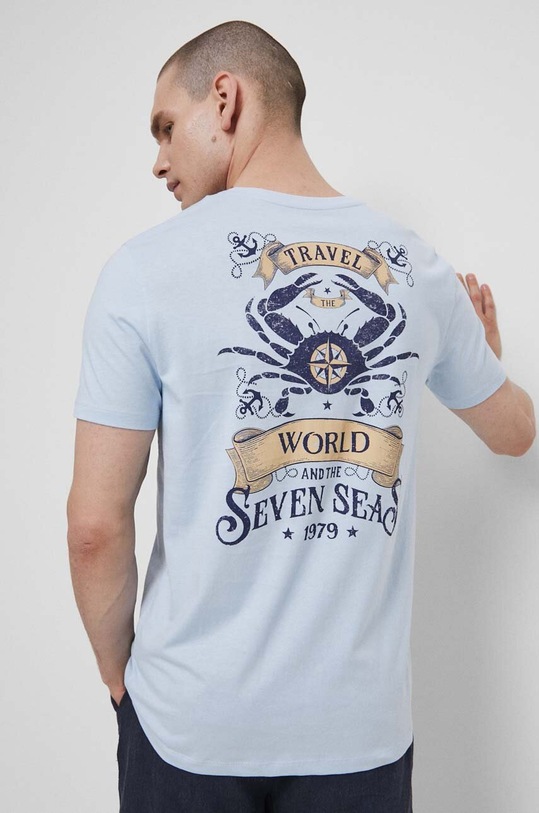 Bavlnené tričko pánske potlač modrá RS23.TSMC34