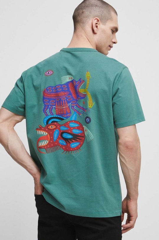 T-shirt bawełniany męski Maria Prymachenko x Medicine kolor zielony zielony RS23.TSMC56