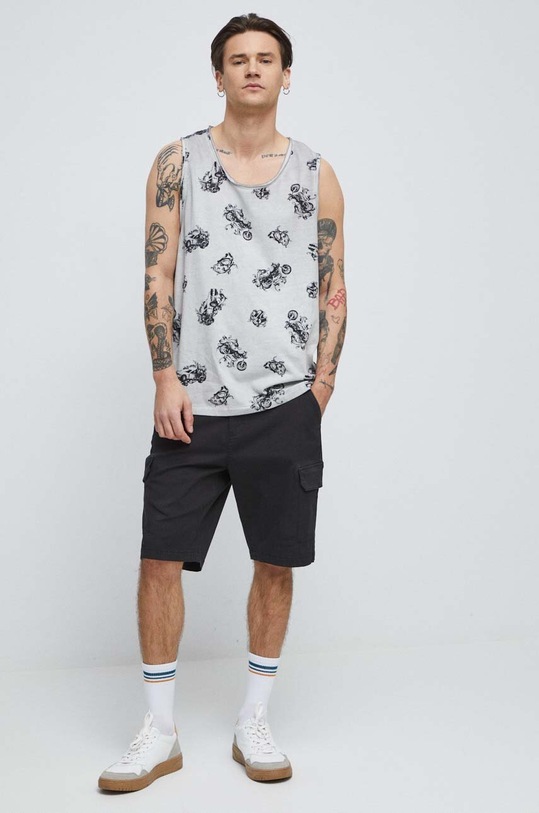 T-shirt bawełniany męski z nadrukiem kolor szary RS23.TTM701 szary RS23