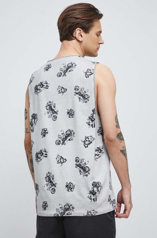 Odzież T-shirt bawełniany męski z nadrukiem kolor szary RS23.TTM701 szary