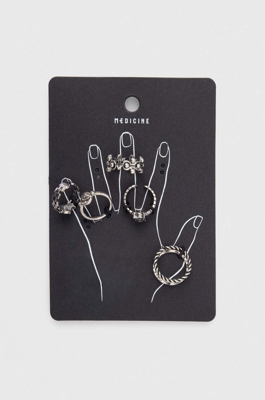 Akcesoria Pierścionki damskie z ozdobnymi elementami (5-pack) kolor srebrny RS24.AKD203 srebrny