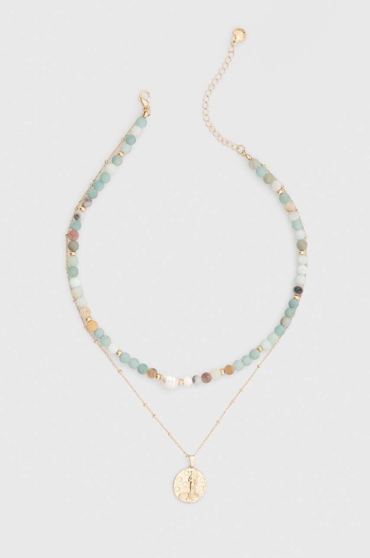 Naszyjnik damski z perłą i kamieniem naturalnym kolor zielony RS24.AKD250 zielony RS24