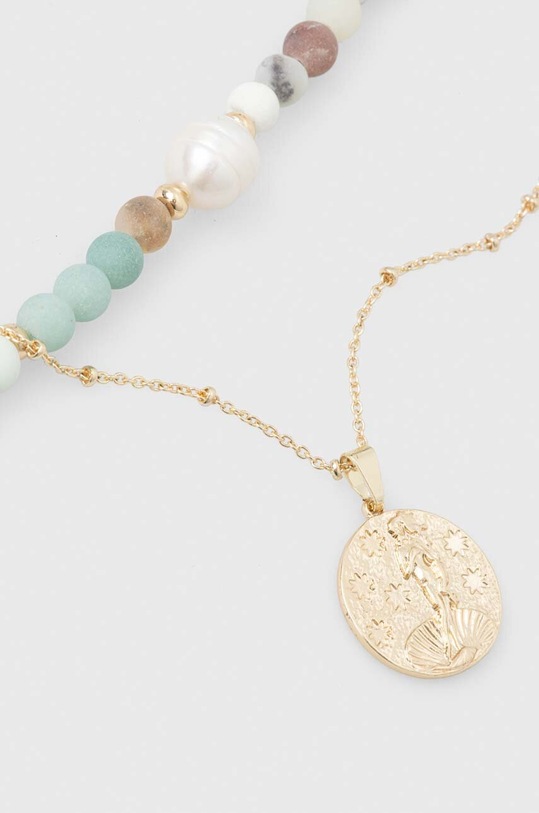 Akcesoria Naszyjnik damski z perłą i kamieniem naturalnym kolor zielony RS24.AKD250 zielony