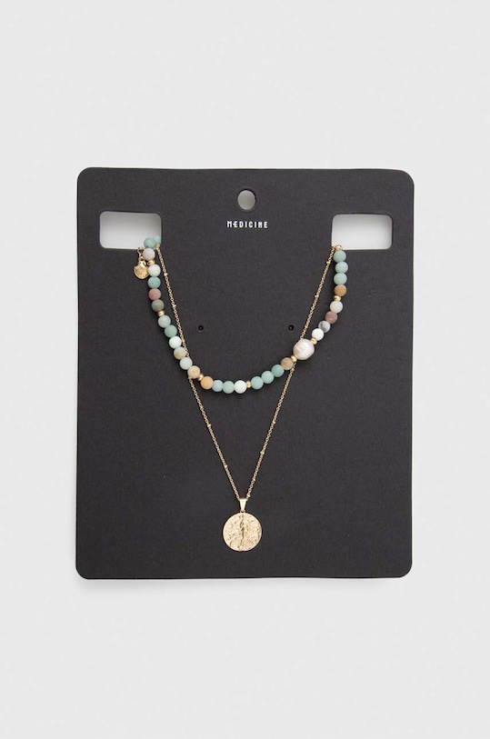 Naszyjnik damski z perłą i kamieniem naturalnym kolor zielony RS24.AKD250 zielony