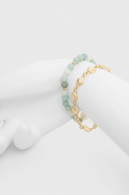 Bransoletki damskie z perłą i kamieniem naturalnym (2-pack) kolor zielony 2-pack zielony RS24.AKD251