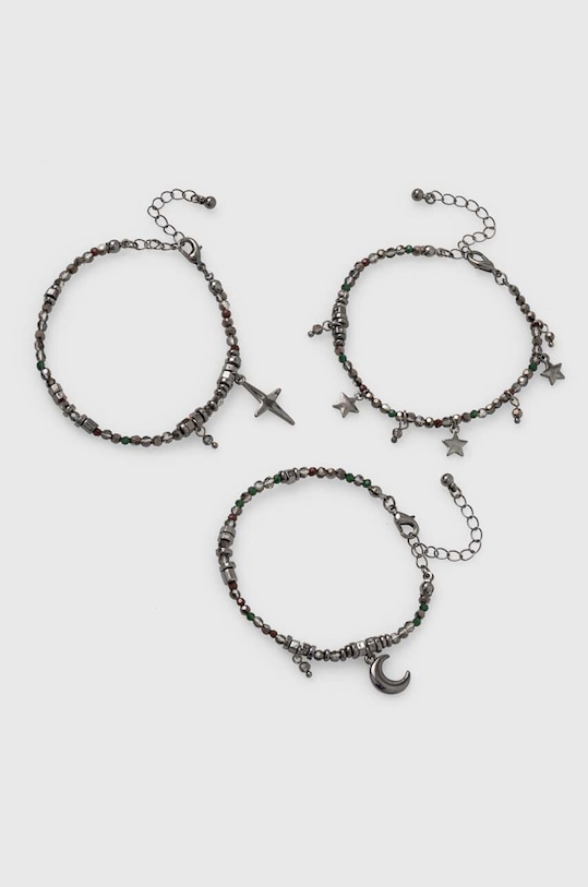 Bransoletki damskie z ozdobnymi zawieszkami (3-pack) kolor czarny 3-pack czarny RS24.AKD608