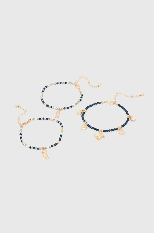 Bransoletki damskie z koralikami i zawieszkami (3-pack) kolor niebieski RS24.AKD705 niebieski RS24