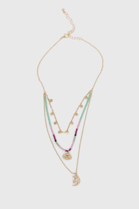 Naszyjnik damski z ozdobnymi koralikami i zawieszkami kolor złoty złoty RS24.AKD903