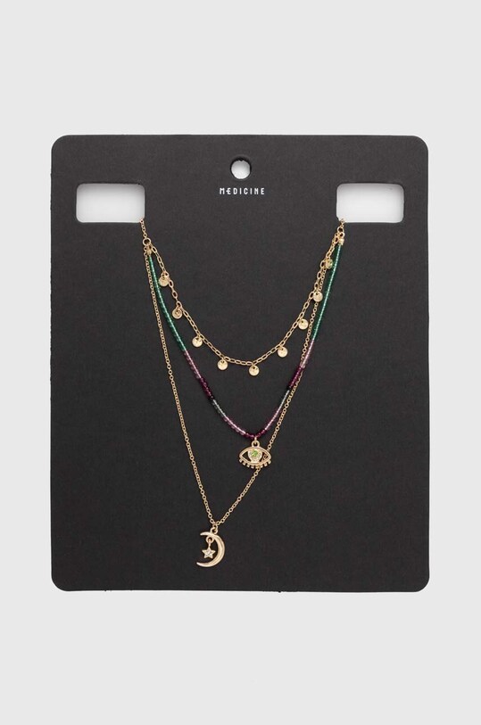 Naszyjnik damski z ozdobnymi koralikami i zawieszkami kolor złoty złoty RS24.AKD903