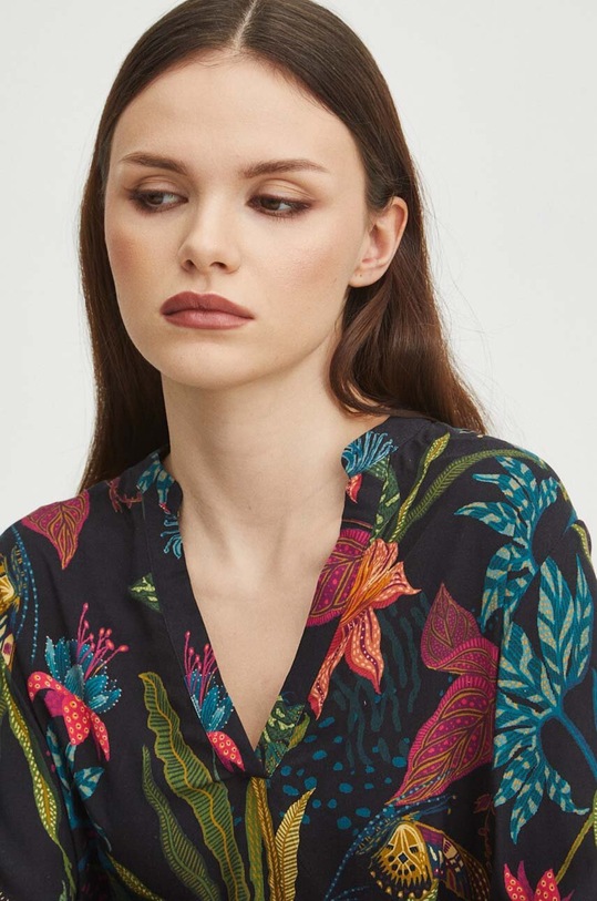 Bluzka damska wzorzysta kolor czarny czarny RS24.BDD031