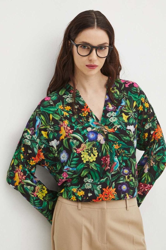 Bluzka damska oversize wzorzysta kolor multicolor casual multicolor RS24.BDD051