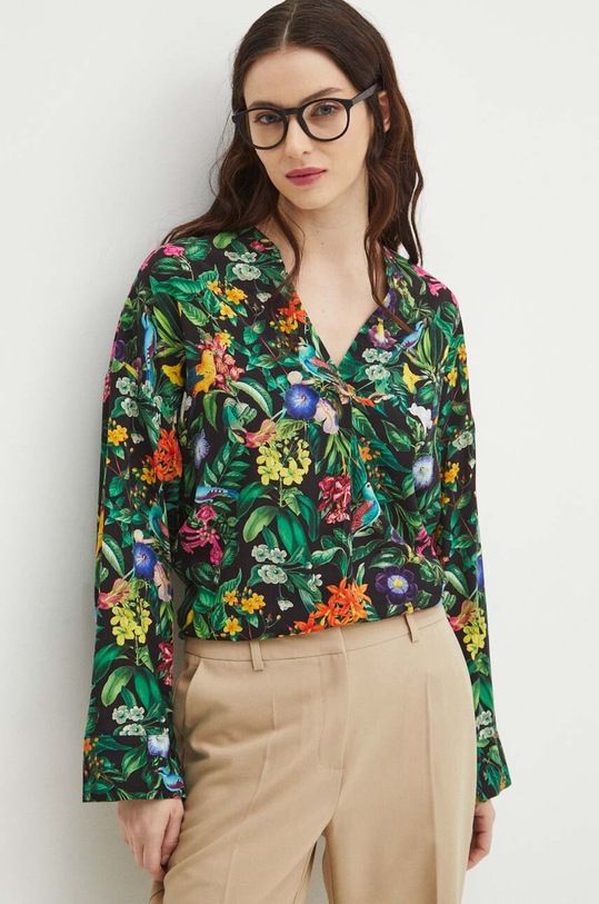 Bluzka damska oversize wzorzysta kolor multicolor multicolor RS24.BDD051