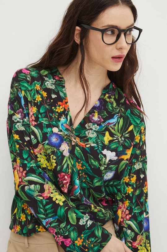 Bluzka damska oversize wzorzysta kolor multicolor RS24.BDD051 multicolor