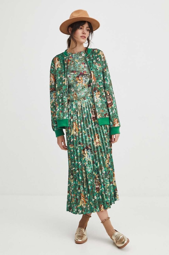 Odzież Bluzka damska wzorzysta z kolekcji Eviva L'arte kolor turkusowy RS24.BDD250 turkusowy