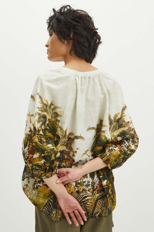 Odzież Bluzka bawełniana damska oversize wzorzysta kolor multicolor RS24.BDD701 multicolor