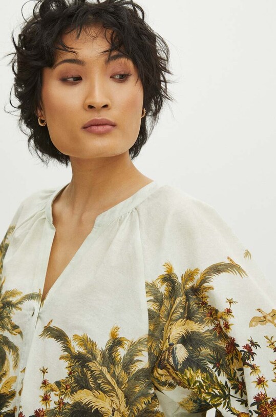 Bluzka bawełniana damska oversize wzorzysta kolor multicolor multicolor RS24.BDD701