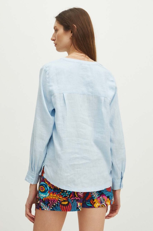 Odzież Bluzka lniana damska kolor niebieski RS24.BDD902 niebieski