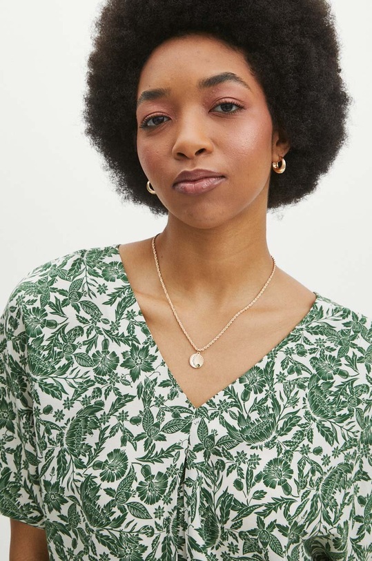 Bluzka damska z wiskozy wzorzysta kolor kremowy beżowy RS24.BKD070