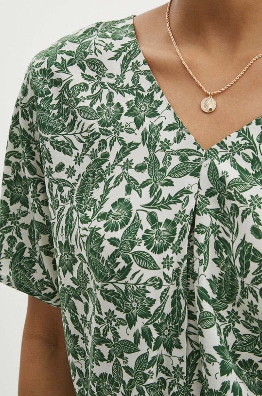 Bluzka damska z wiskozy wzorzysta kolor kremowy RS24.BKD070 beżowy