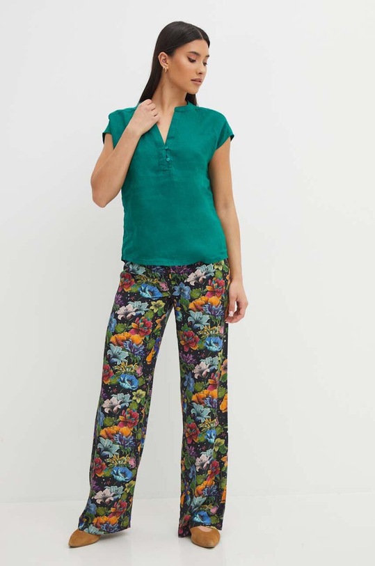 Bluzka lniana damska kolor zielony RS24.BKD906 zielony RS24