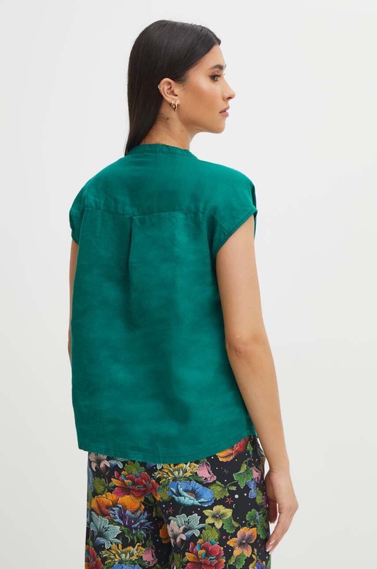 Odzież Bluzka lniana damska kolor zielony RS24.BKD906 zielony