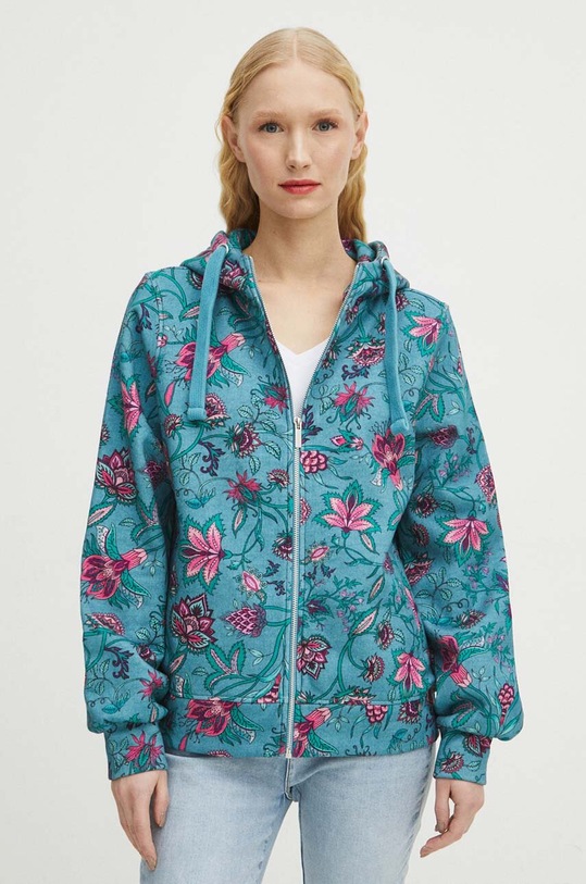 Bluza damska wzorzysta kolor turkusowy turkusowy RS24.BLD011